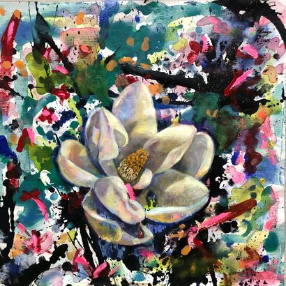 Portrait 8. Portraits in Bloom Series - a Paint Artowrk by Emma  Ramírez Conde